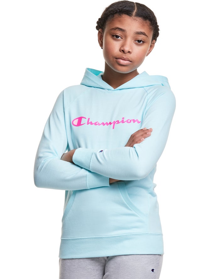 Champion Hoodie Meisjes - Blauw - French Terry Script Logo ( 453679-BTL )